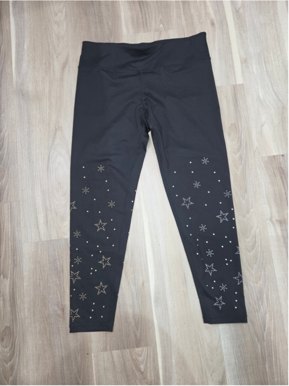 •Betsey Johnson Performance• Women’s Leggings Size L Black Star Studded Print